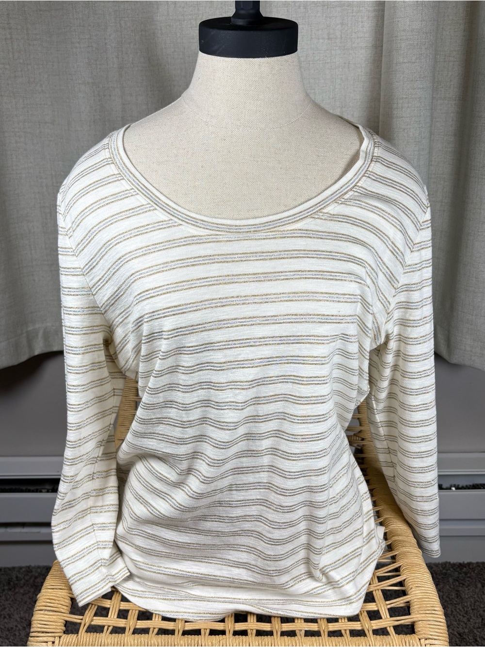 Women's Tommy Bahama Cream Striped Long-Sleeve